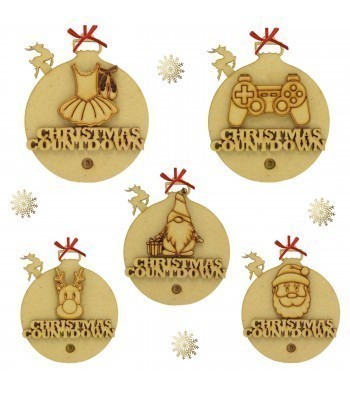 Laser Cut Countdown To Christmas Hanging Tree Bauble - Choose Your Shape